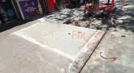 Freshly poured 4,000 PSI sidewalk slab in NYC ready for the DOT dismissal inspection