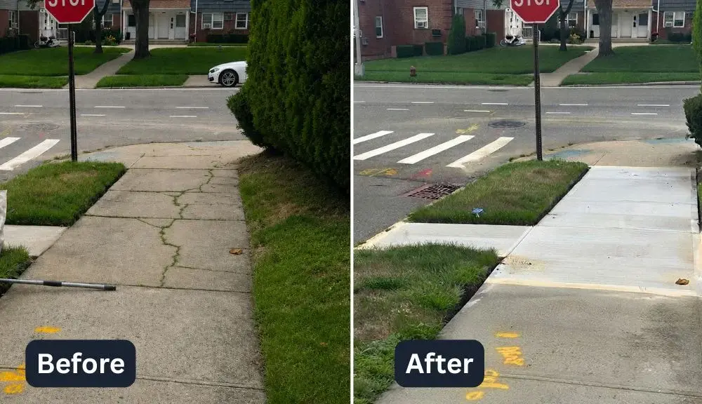 Completed sidewalk repair results at 69-03 226th St, Oakland Gardens